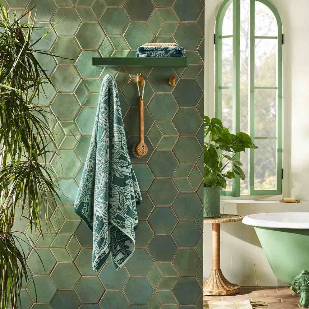 2pc Paradise Bath and Hand Towel Set Green - Opalhouse™ designed with Jungalow™: Cotton Jacquard, Midweight, Reversible