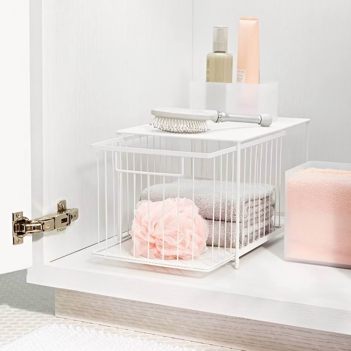 Large Stackable Slide Out Drawer White - Brightroom™: Iron & Plastic, Rust-Resistant, No Assembly Required