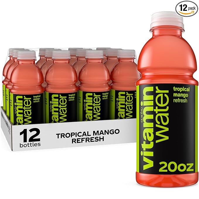 vitaminwater refresh electrolyte enhanced water w/vitamins, tropical mango drinks, 20 fl oz, 12 Pack
