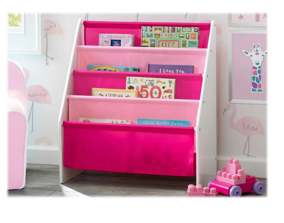 Delta Children Sling Book Rack - Storage organizer - wood frame - bianca white
