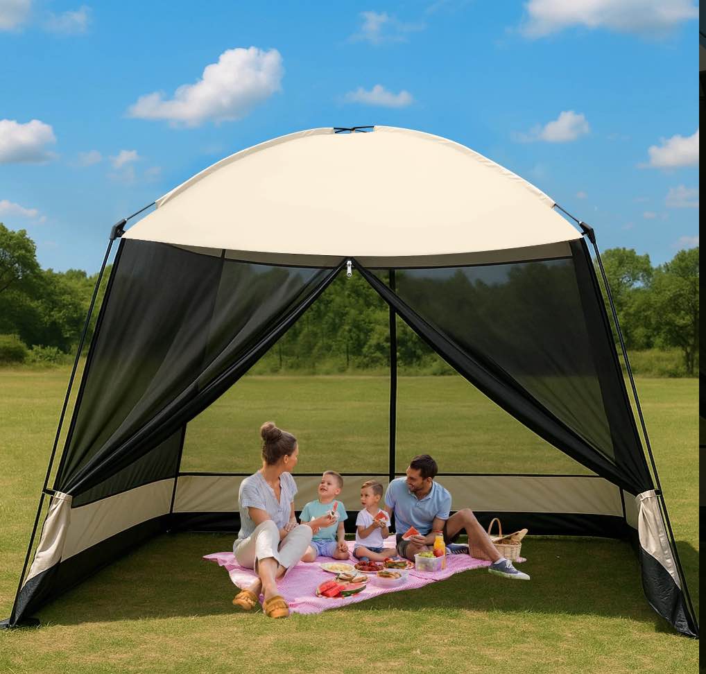 Screen House Room, GVDV 11x11 Ft Mesh Net Screen Tent Canopy, Easy Setup & Waterproof & Sunshade, Suitable for Camping Trip, Beach, Picnic