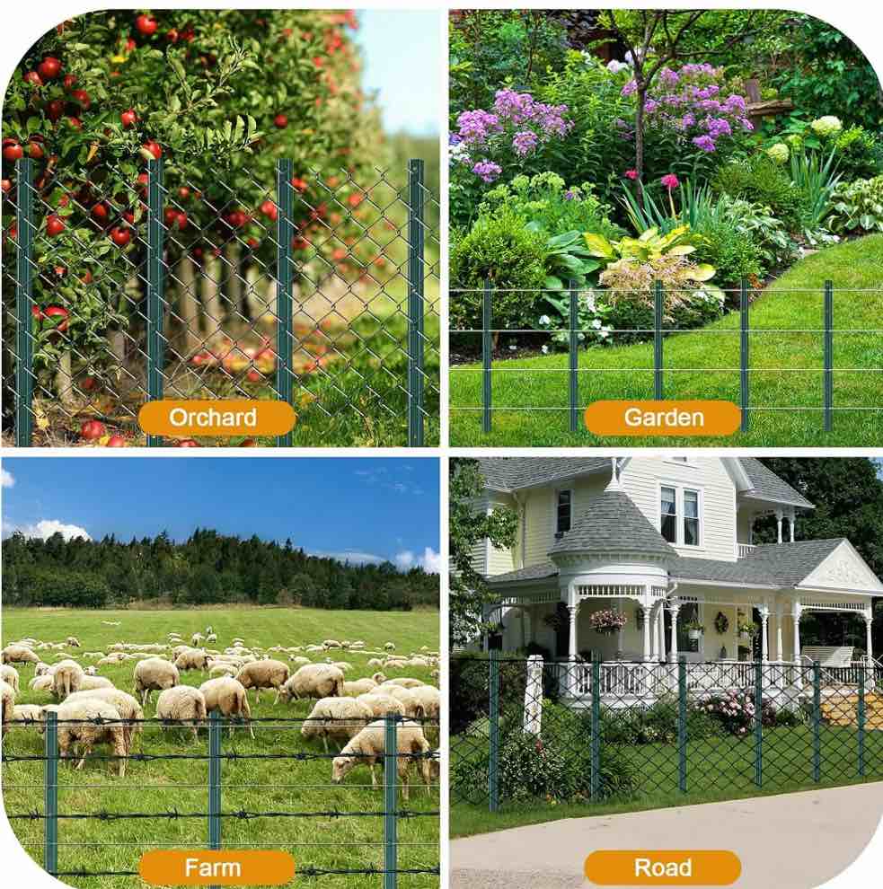 Metal Fence Post,6 Feet 10 Pack Heavy Duty Garden Fence Post,Steel Fence Post with U-Channel,No Dig U Pointed Bottom Fence Posts,Corner Anchors for Yards,Lawns and Gardens