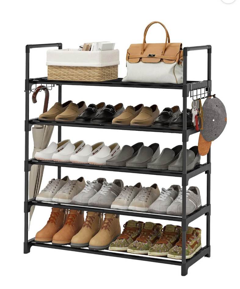5 Tiers Shoe Rack,Shoe Organizer Storage 31.5" Vertical Shoe Shelf Shoe Rack Organizer for Entryway, Closet, Garage, Bedroom,Cloakroom