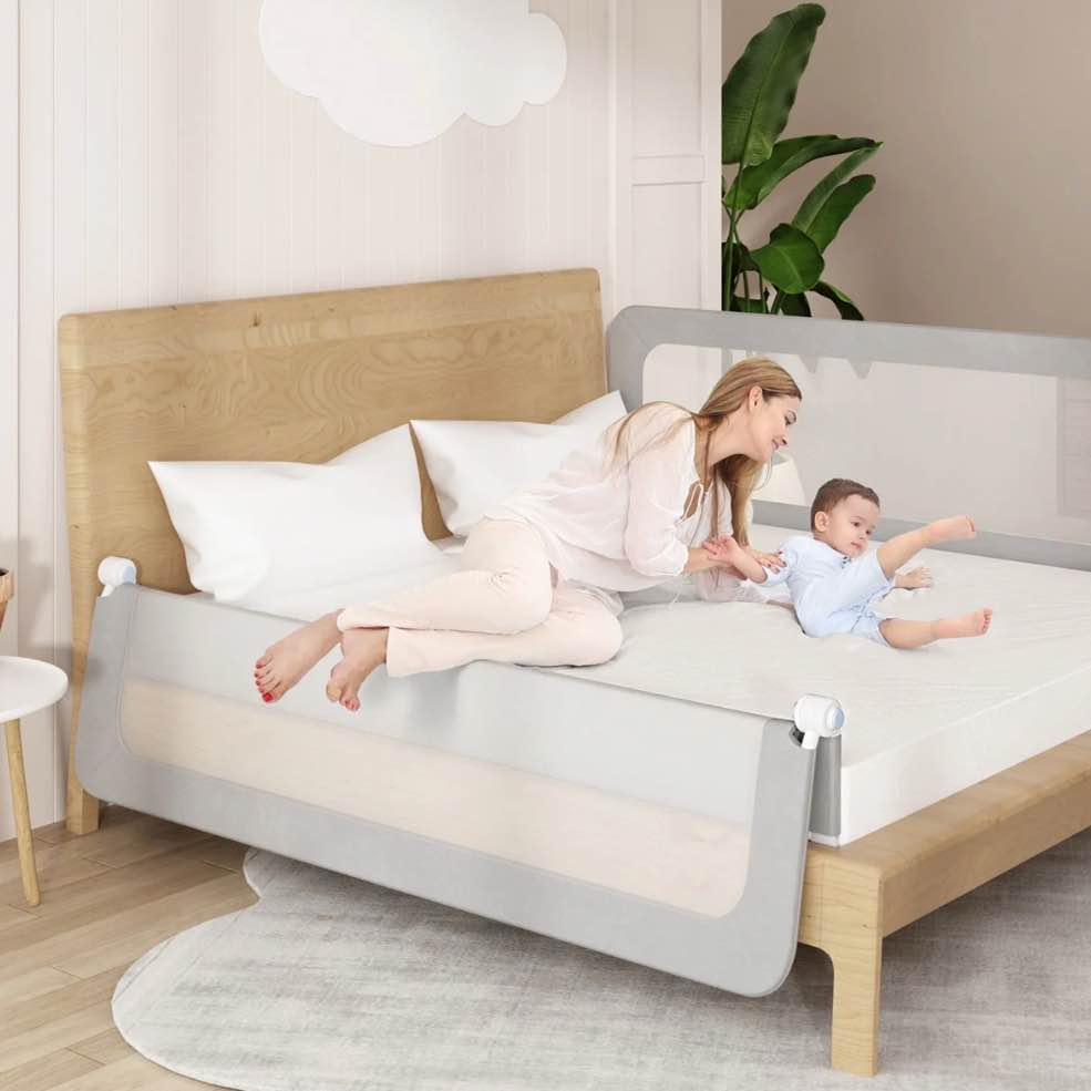 ZFITEI Toddler Safety Bed Rail, 71" x 22", Adjustable Height, Iron, Kids, Gray