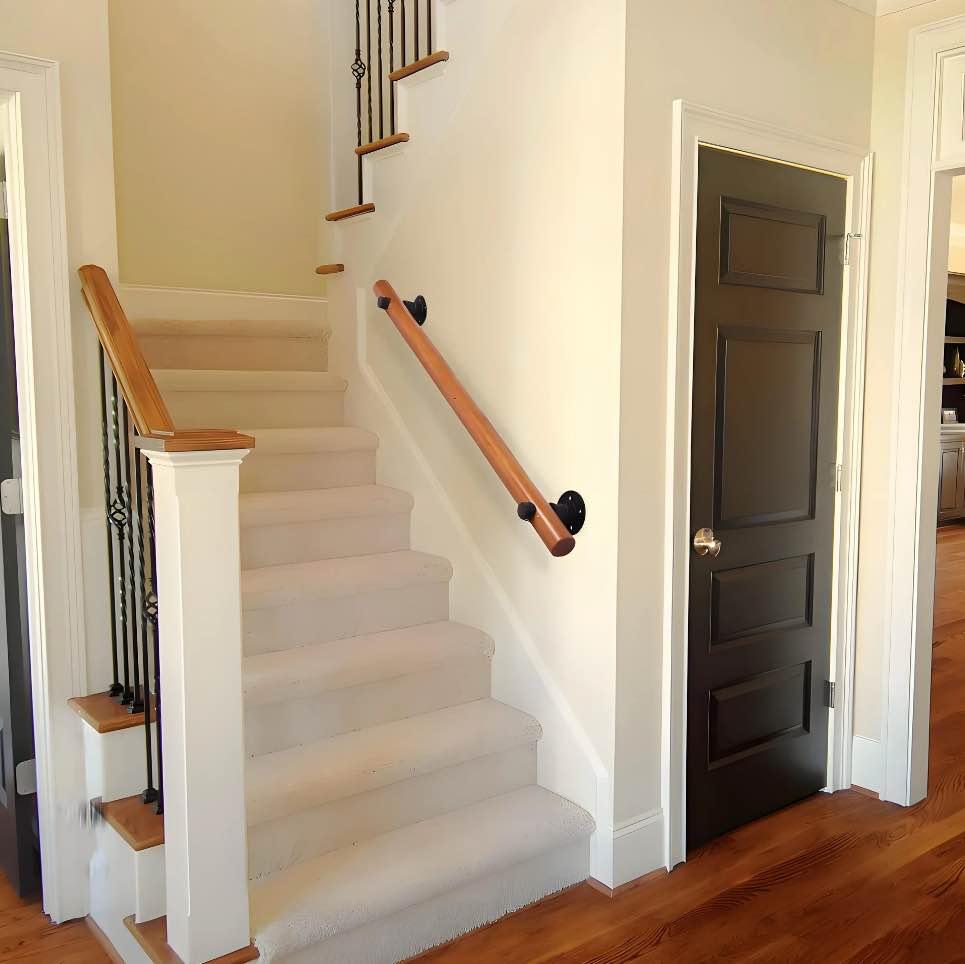 tonchean Exquisite Solid Wood Staircase Handrail  3.3ft Non-Slip Indoor Stair Railing for Home