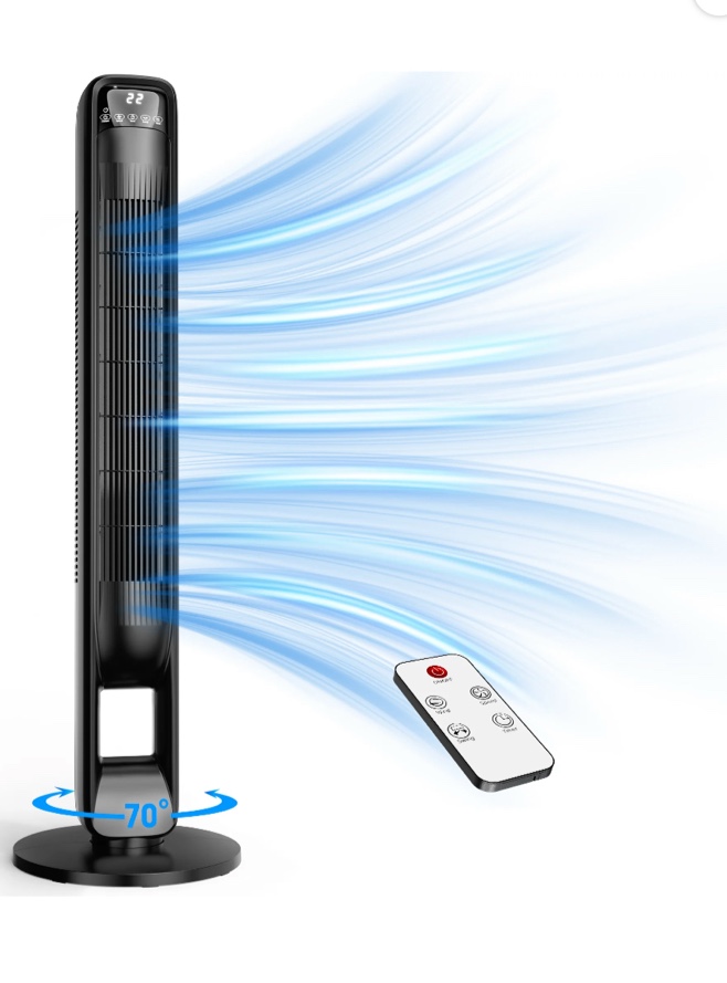 NFTIGB 39 inch Tower Fan, Oscillating Bladeless Floor Fan for Home, 3 Speeds 3 Modes with Remote,New