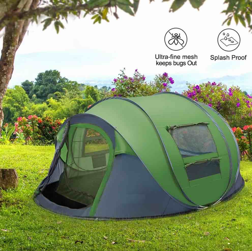4 Person Easy Pop up Tent Automatic Setup 2 Doors-Instant Family Tents for Camping Hiking & Traveling