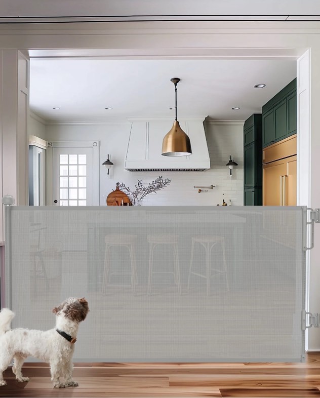 Ophanie Retractable Baby Safety Gate,Mesh Pet Gate 33" Tall, Extends to 55" Wide, Indoor & Outdoor Gate for Stairs,Gray