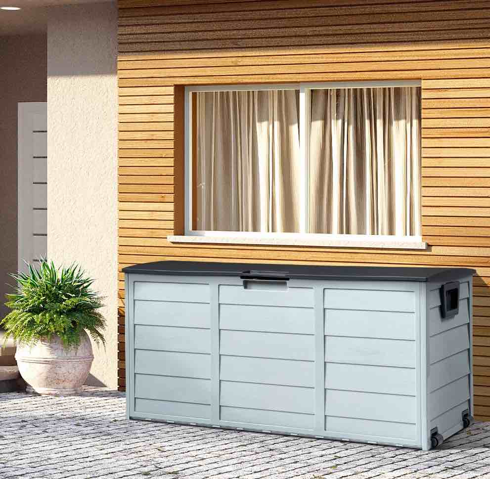 Ktaxon 75gal Outdoor Garden Resin Storage Deck Box Tools Black