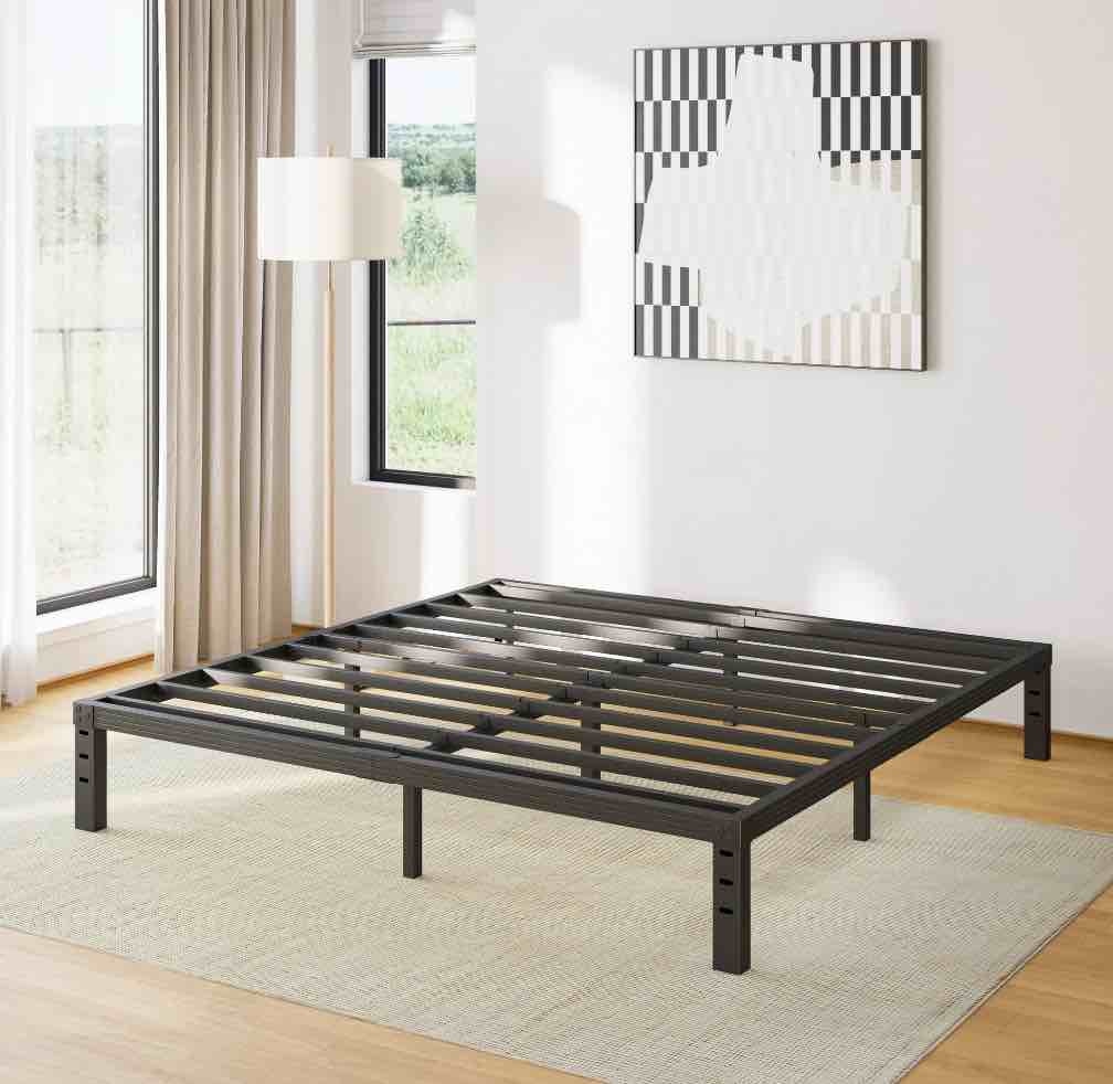 COMASACH 12 inch King Bed Frame, Easy Assembly, Heavy Duty Metal Platform, Noise Free, Black
