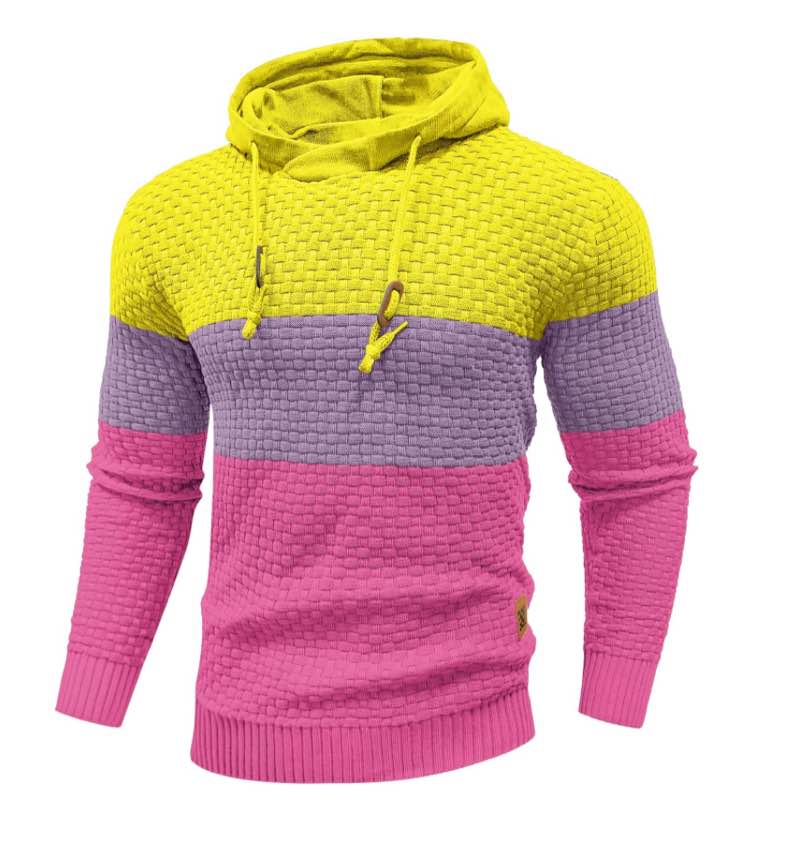 Zaitun Mens Slim Fit Knitted Hoodie Sweater with 3D Interlock Texture | Stretchable & Breathable Fabric Size L