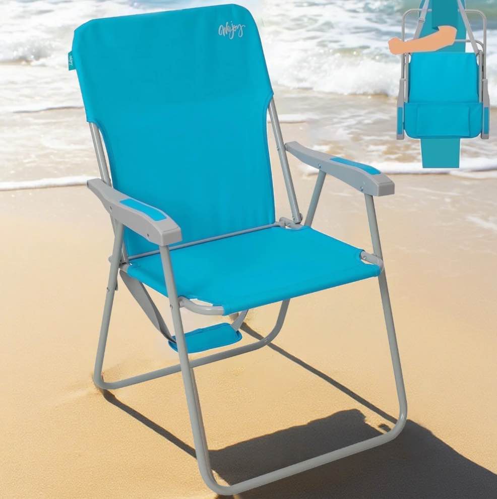 #WEJOY Folding Backpack Beach Chair, High Back Beach Chairs for Adults, Max Load 300lbs, Outdoor Portable Folding Camping Chair