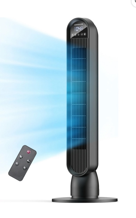 Tower Fan for Home,36" Standing Floor Fan with Remote LED Touchscreen,HOMSHADE Wide Oscillating Fan,Quiet Home Fan,26 ft/s High Velocity,4 Speeds,4 Modes,8H Timer