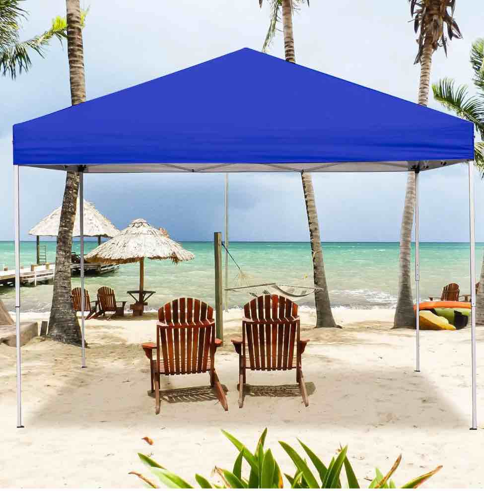GVDV Canopy Tent, 10x10 ft Easy Pop up Outdoor Canopy Tent, Portable Straight Leg Gazebo Instant Canopy, Blue