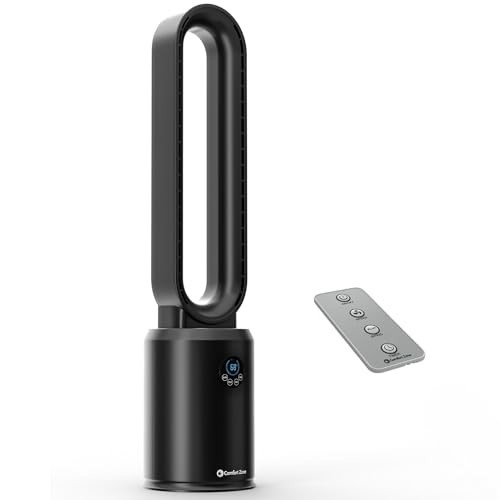 Comfort Zone 40 Bladeless Tower Fan with Remote Control 9H Timer Black
