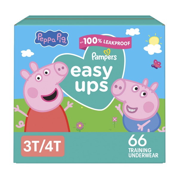 Pampers Easy Ups Girls & Boys Potty Training Pants - Size 3T-4T, 66 Count, Peppa Pig  Training Underwear