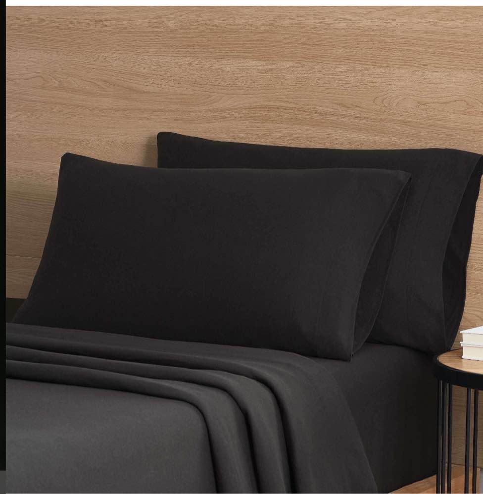 mainstays cotton rich extra soft jersey bed sheet set, king, rich black, 4 pieces