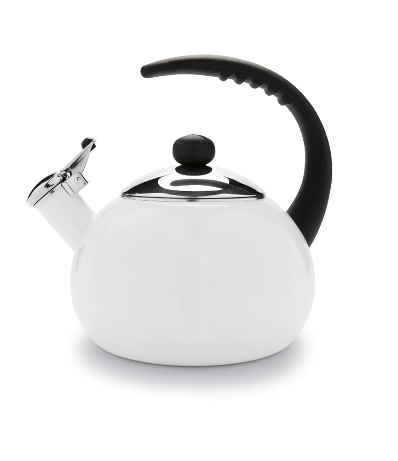 Farberware Luna Porcelain Enamel 2.5 Quart White Tea Kettle