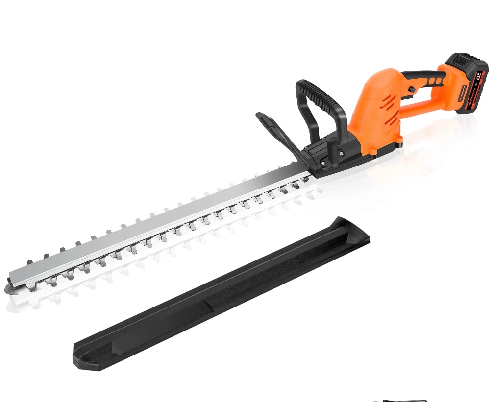 hedge trimmer cordless, untimaty 21v electric hedge trimmer with 3.0ah battery and charger for bush shrub cutting, trimming, orange
