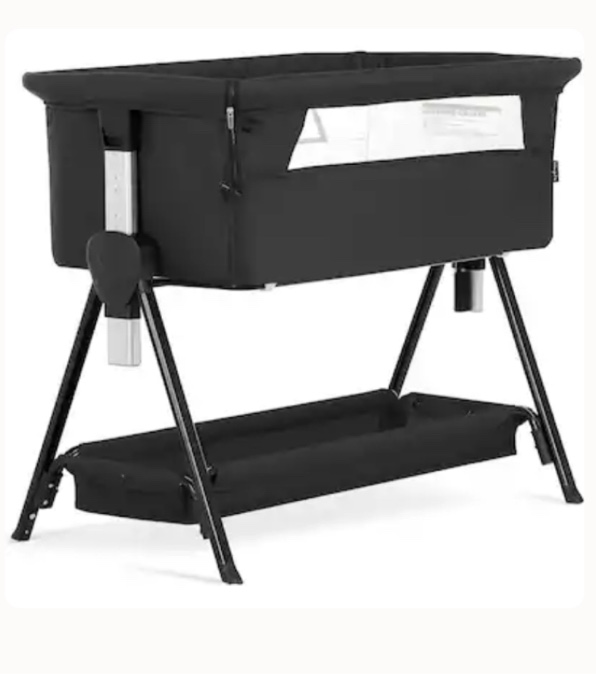 harppa cuddly | 3-in-1 baby bassinet bedside sleeper with mattress + cover (no sheet) dark gray 