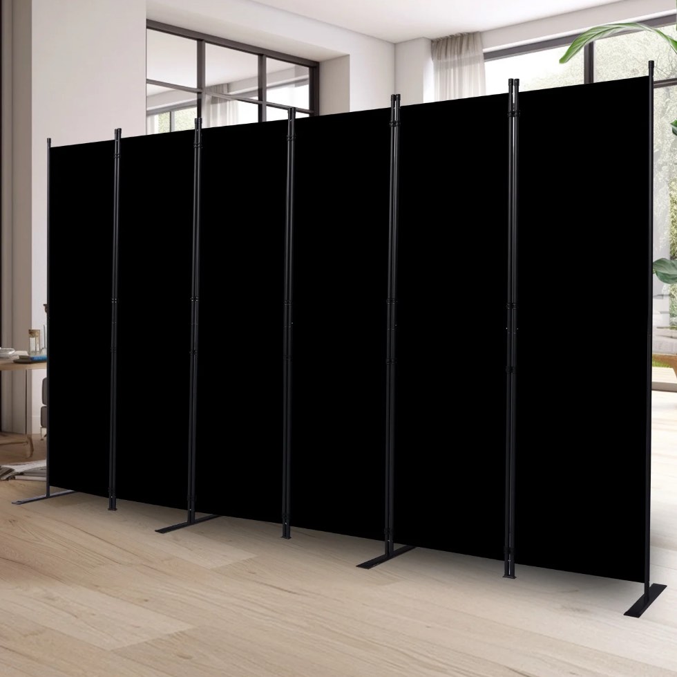 YASRKML 6 Panel Folding Privacy Screen, 6Ft Tall Room Divider with Wider Support Feet, Portable Wall Dividers Room Partition, Black