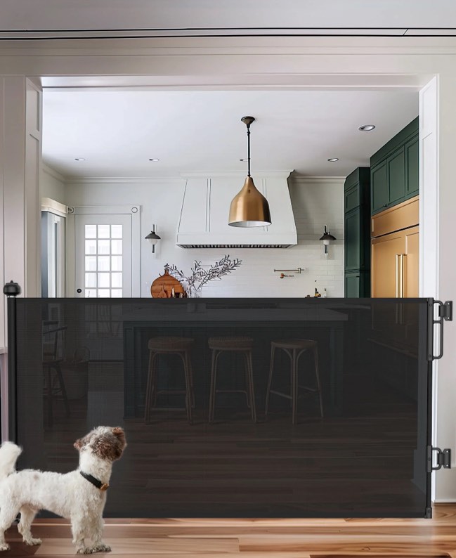 Ophanie Retractable Baby Safety Gate,Extra Wide Mesh Dog Pet Gate 33" Tall, Extends to 55" Wide, Indoor & Outdoor Child Gates for Stair&Doorways, Black