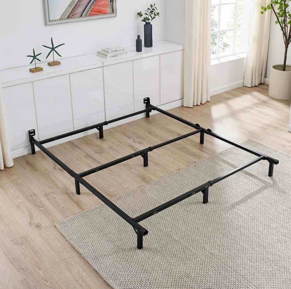 mainstays 7" twin/full/queen size adjustable metal bed frame, black, box spring required