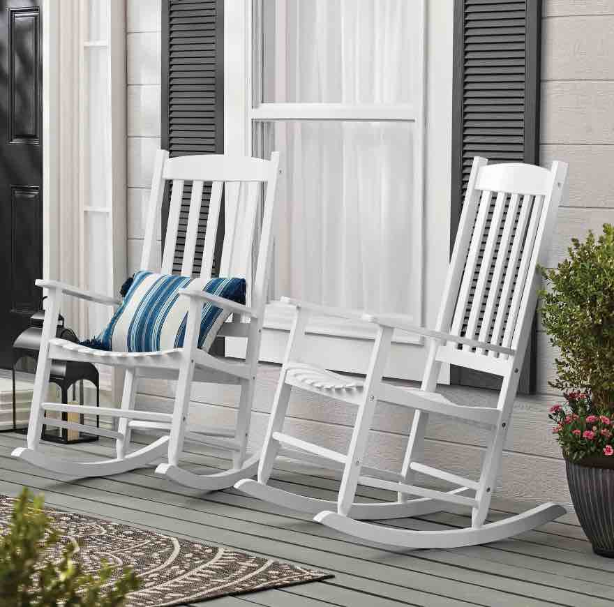 mainstays outdoor wood porch rocking chair, white