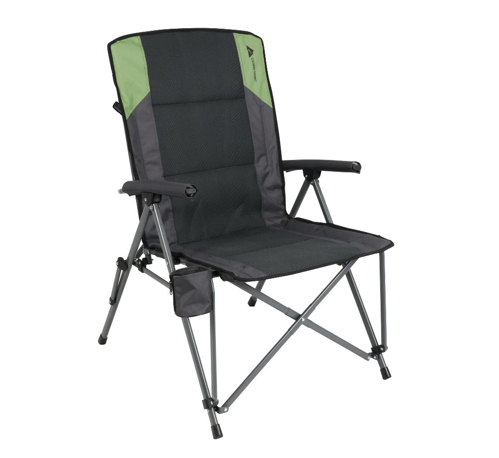 Ozark Trail High Back Hard Arm Camping Chair  Adult  Gray
