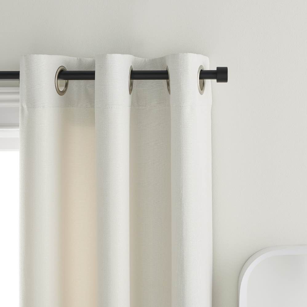 Mainstays 3/4" Matte Black End Cap Adjustable Single Curtain Rod Set, 30-84"