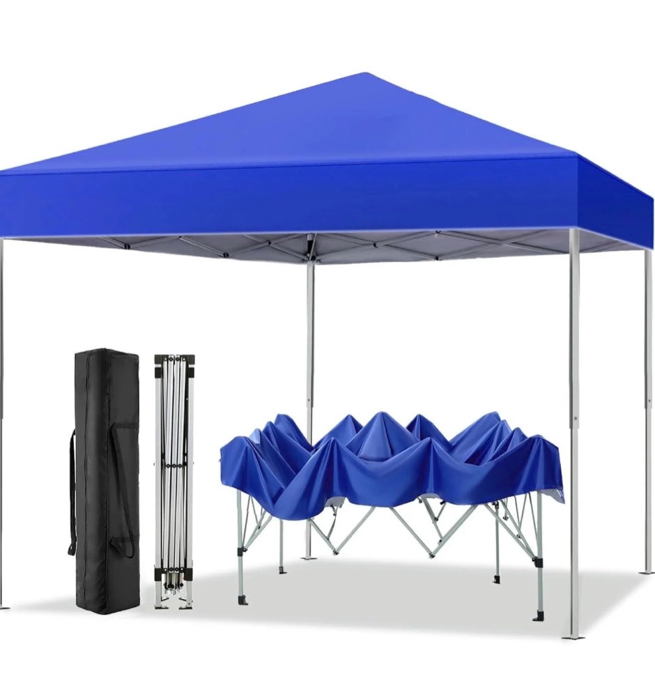 GVDV Canopy Tent, 10x10 ft Easy Pop up Outdoor Canopy Tent, Portable Straight Leg Gazebo Instant Canopy, Blue