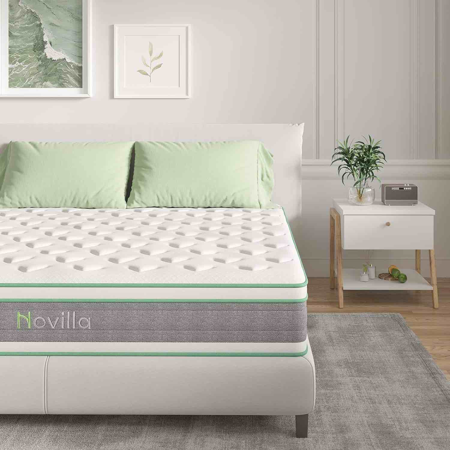 Novilla Twin Mattress, 8 Inch Size Mattress,  Foam Mattresses for Pressure Relief & Reliable Support & Cooling Night Sleep, Certified in a Box, White & Grey