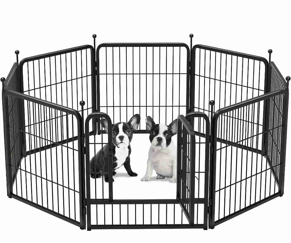 Suchown Dog Playpen 32 Inch 8 Panels Heavy Duty Metal Dog Fence Exercise Pen With Doors For Large/Medium/Small Dogs, Portable Pet Pen Indoor & Outdoor For RV, Camping, Yard, Home
