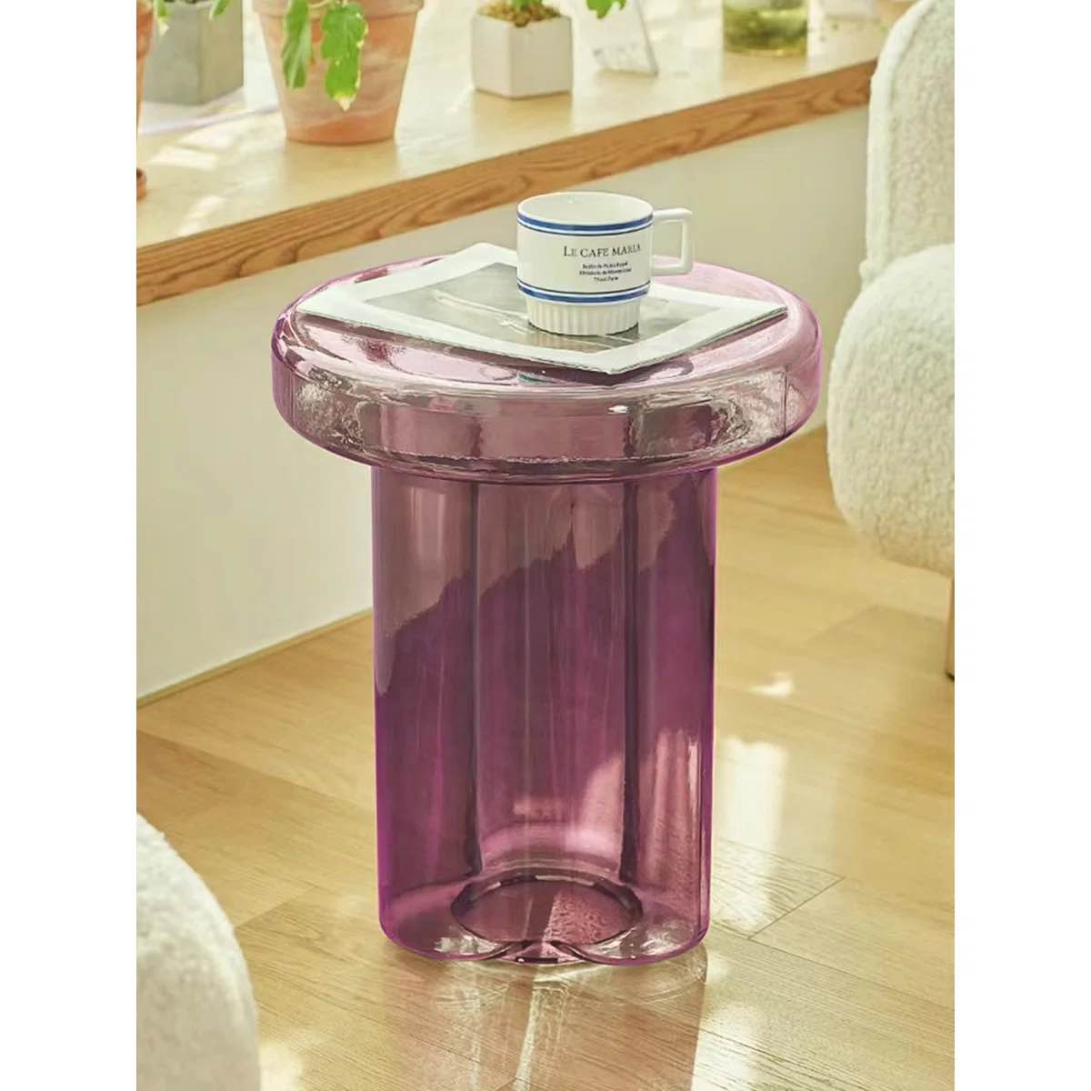 Kober Glass Pedestal End Table