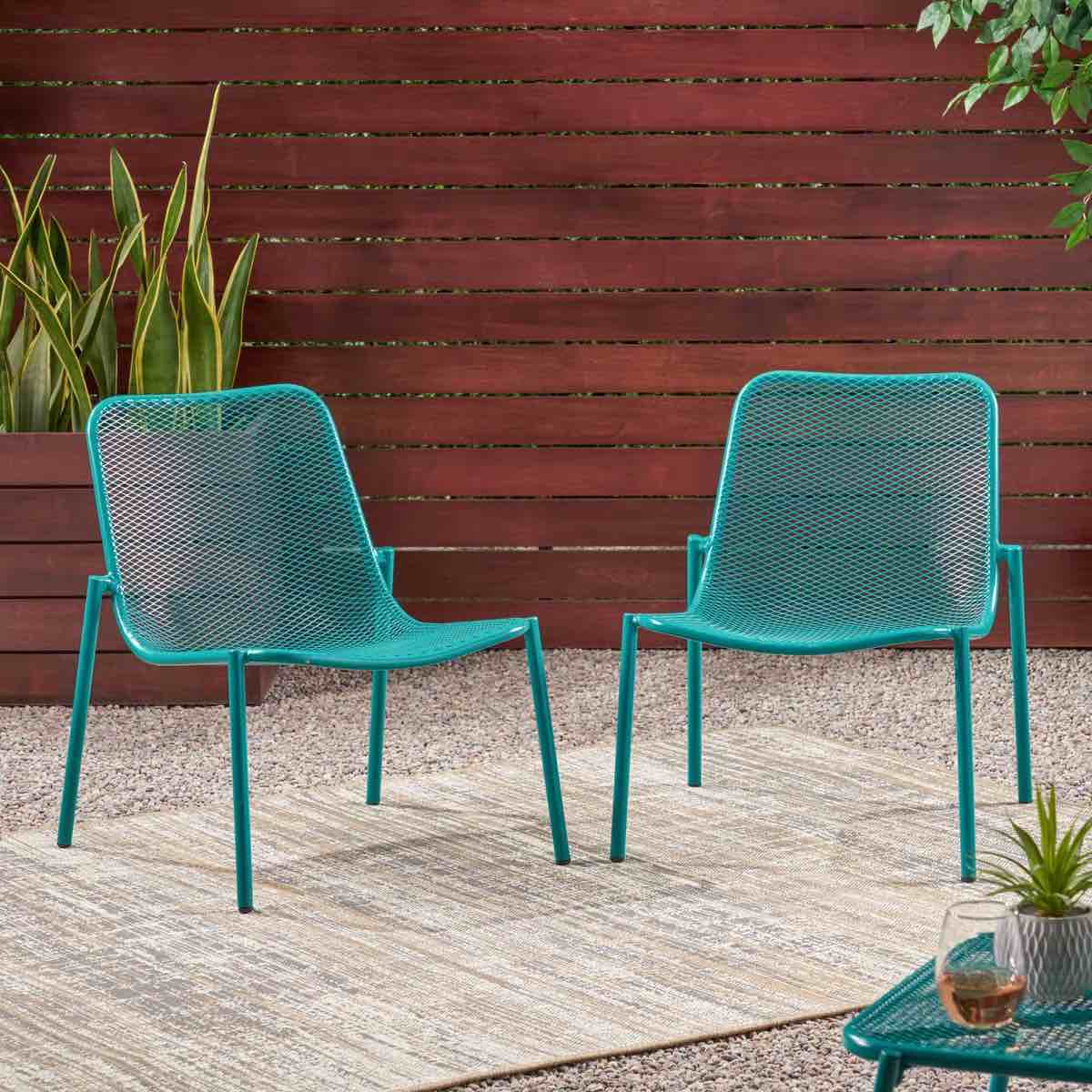 Bisso Outdoor Metal Mesh Stacking Patio Chair