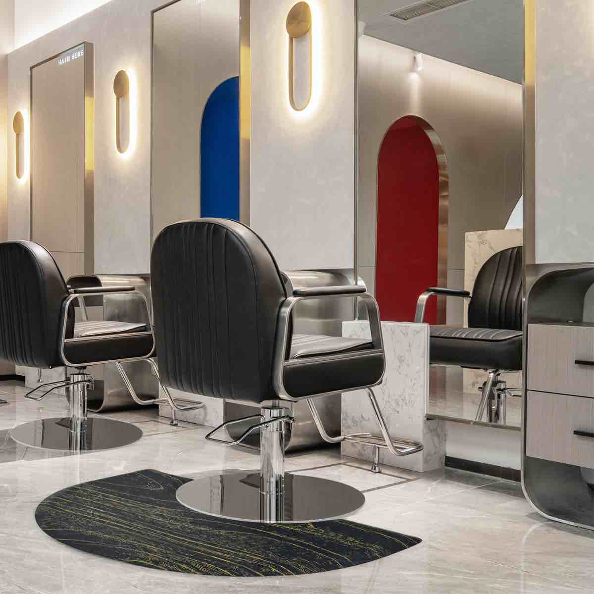 Oval Water Resistant Chair Mat with Straight Edge for Firm Surfaces, Black and Gold 