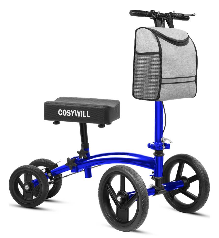 COSYWILL Steerable Knee Scooter,Economy Knee Walker,All Terrain Foldable Medical Scooter for Foot Injuries Crutches Alternative,Blue