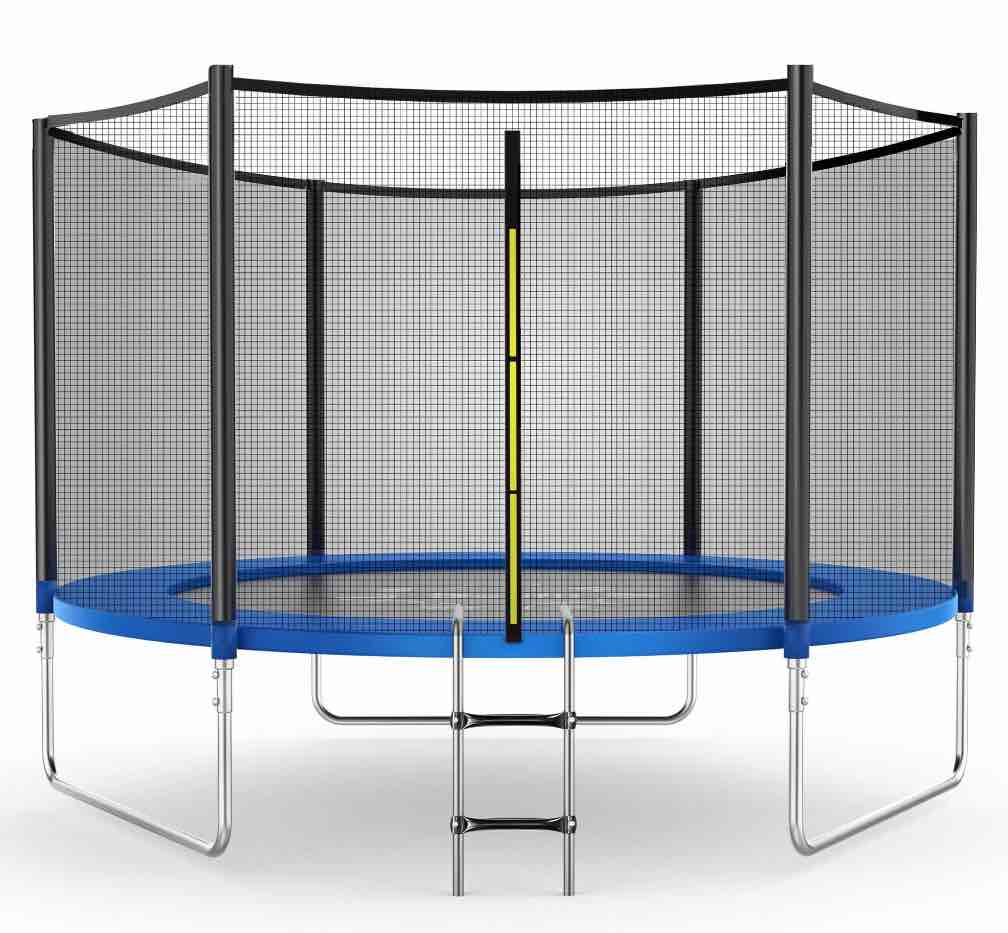 FUNTOK 10FT Trampoline Jump Recreational Backyard Trampolines Weight Capacity 600LBS with Safe Enclosure Net for 3-4 Kids Adults Indoor Outdoor