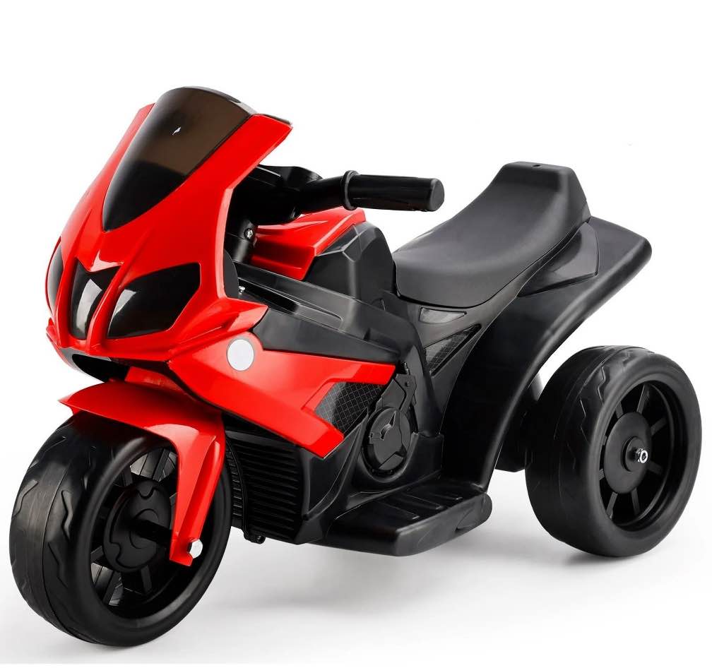 Bruce&Shark Kids Ride on Motorcycle Toy, Electric Dirtbike Three Wheels Bike with Remote Control, Music and Headlight for Toddler, Red
