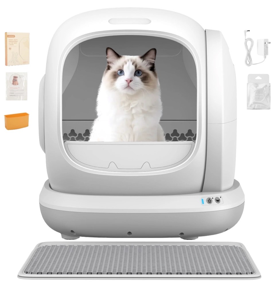 75l smart automatic self-cleaning cat litter box, app control/integrated safety protection,gray