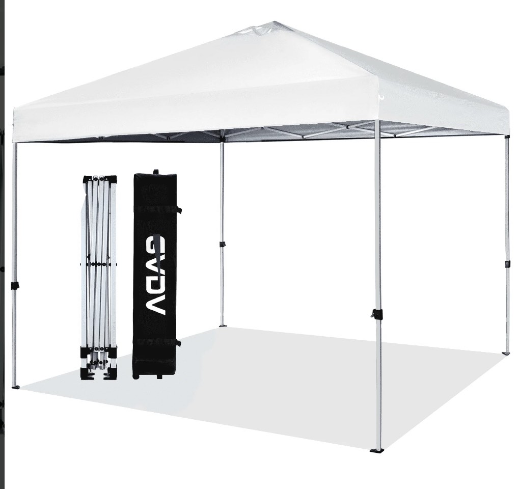 GVDV 10x10 Pop up Commercial Canopy Tent, Waterproof & Portable Outdoor Shade with Air Vent, Wheeled Bag, White