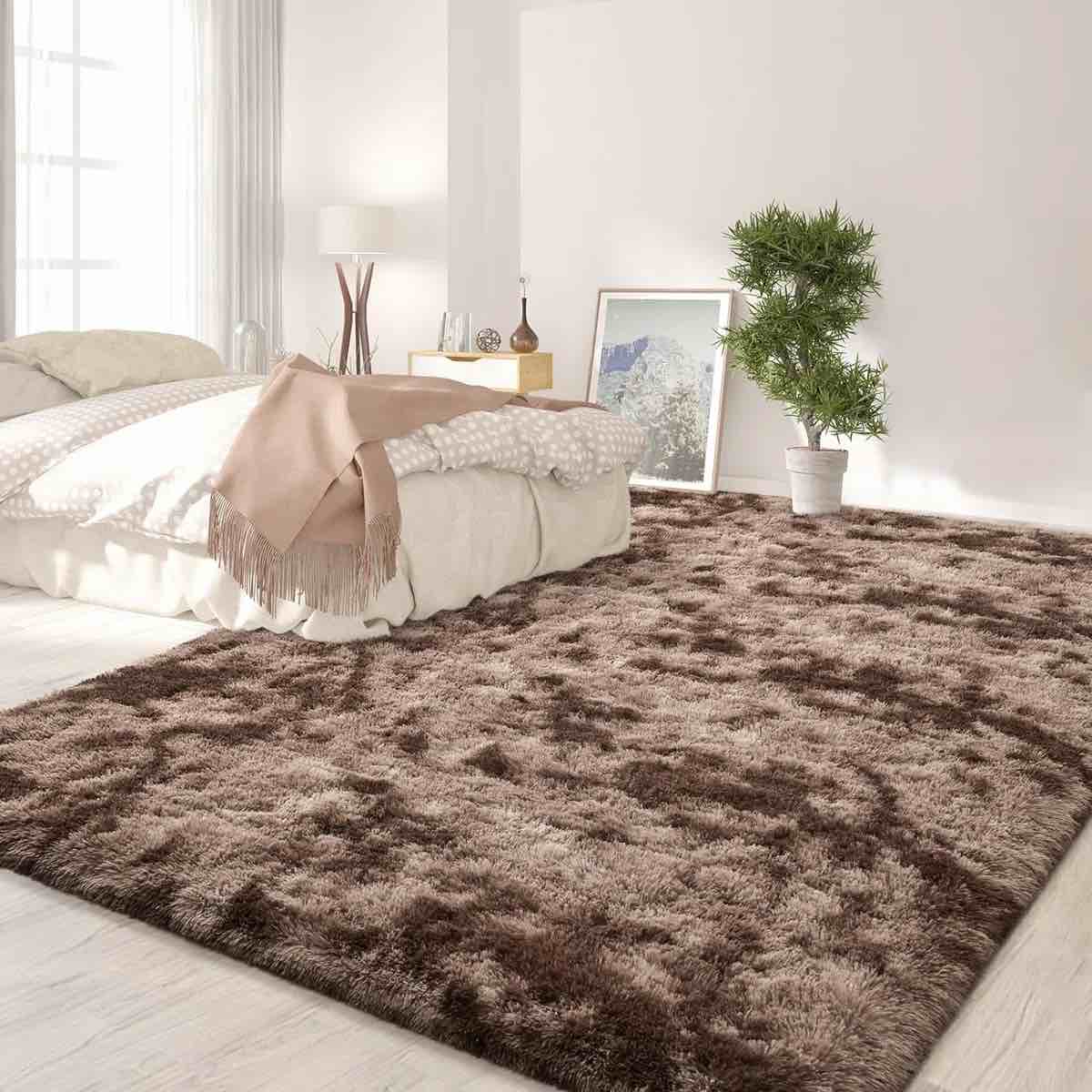 tie-dyed coffee washable shaggy large area rugs for living room 8x10