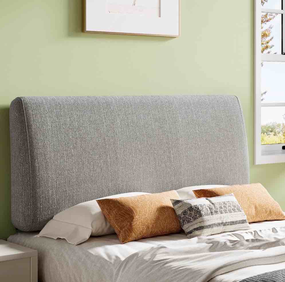 pinmoco upholstered headboard full bed, height adjustable and ergonomic foam head board, fabric gray