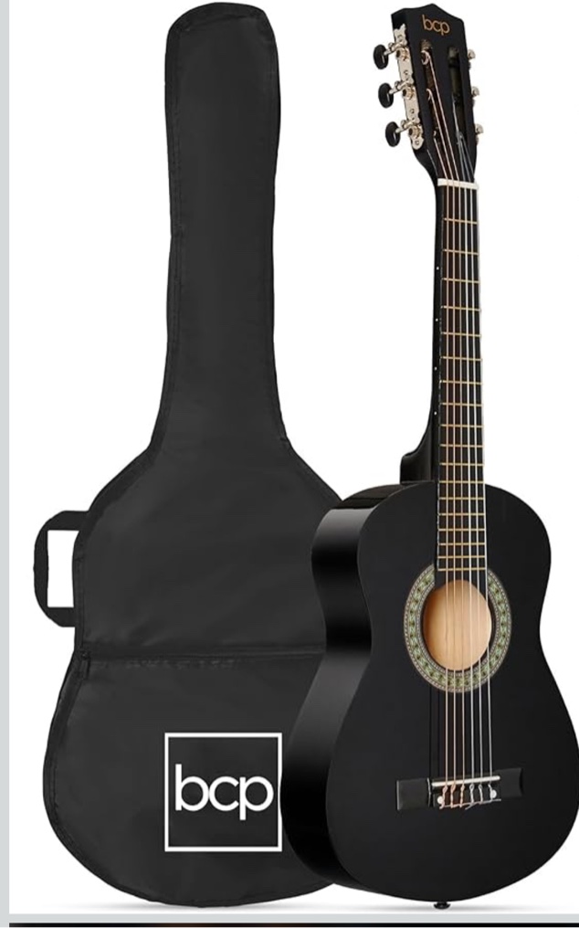 best choice products 30in kids acoustic guitar beginner starter kit w/ strap  case  strings - blueburst