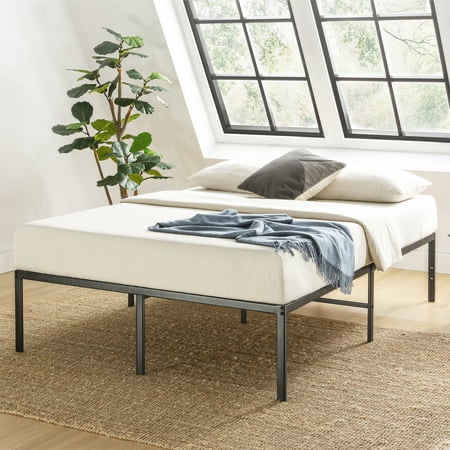 Mellow 16 Metal Platform Bed Frame Heavy Duty Steel Slats Black Full
