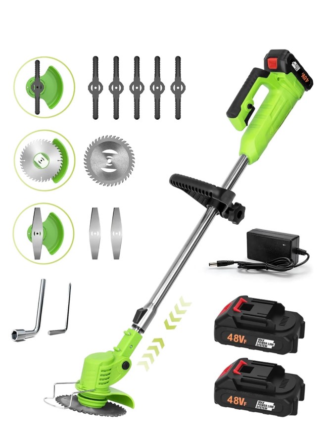 YAHHU Cordless Weed Wacker Battery Powered 21V - Trimmer, Edger, and Mower with Multiple Blades for Garden