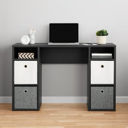Mainstays 4-Cube Storage Desk Black