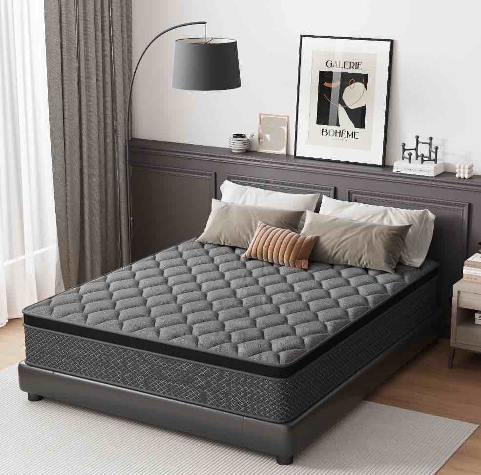 Mocangtu  10” Full Hybrid Mattress in a Box, Gel Memory Foam with Individually Wrapped Pocket Coils, Medium Firm, Pressure Relief, Cooling Sleep Support