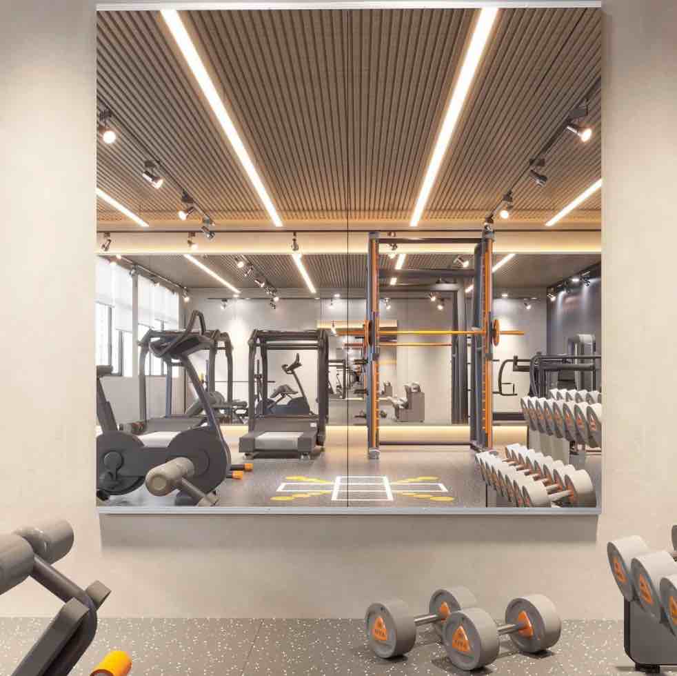 Swafrrt Home Gym Fitness Mirror Wall Mirror, 48X24 inch-2PCS, Tempered Glass Frameless Full Length Mirror Yoga Mirror