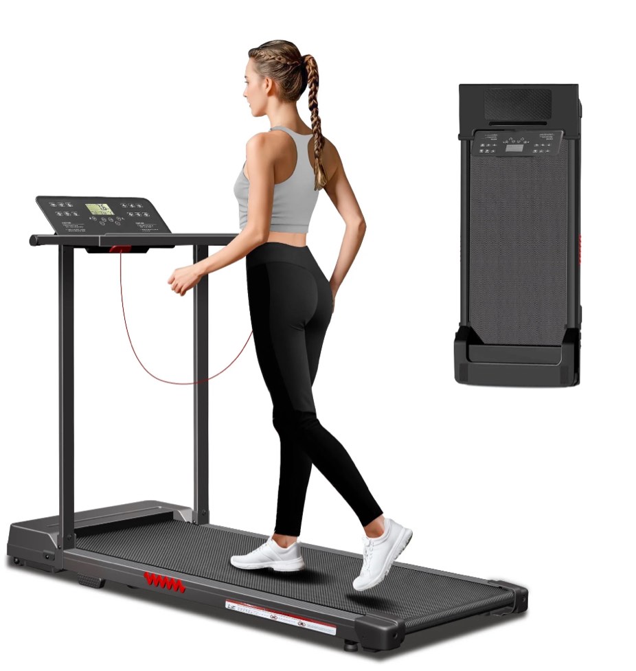Tomile Foldable Treadmill for Home, 3.0HP Compact Treadmill with Laptop Stand, LED Display, 320lbs Capacity Tread